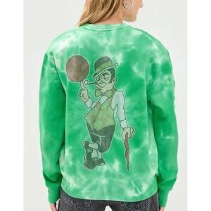 DANNIJOPRO NBA Boston Celtics Tie Dye Crewneck Sweatshirt Logo Rhinestone NWT